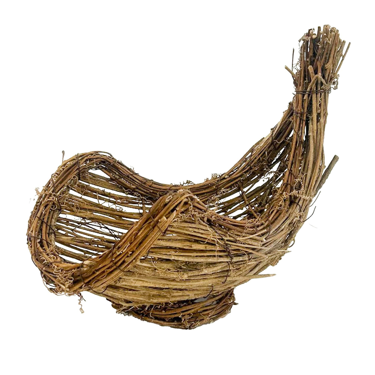 Napco Imports front view of cornucopia showing tawny brown rustic charm and versatile style