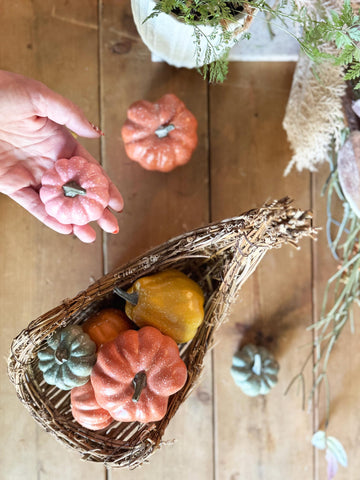 Napco Imports lifestyle mantel display showing how the cornucopia warms home décor