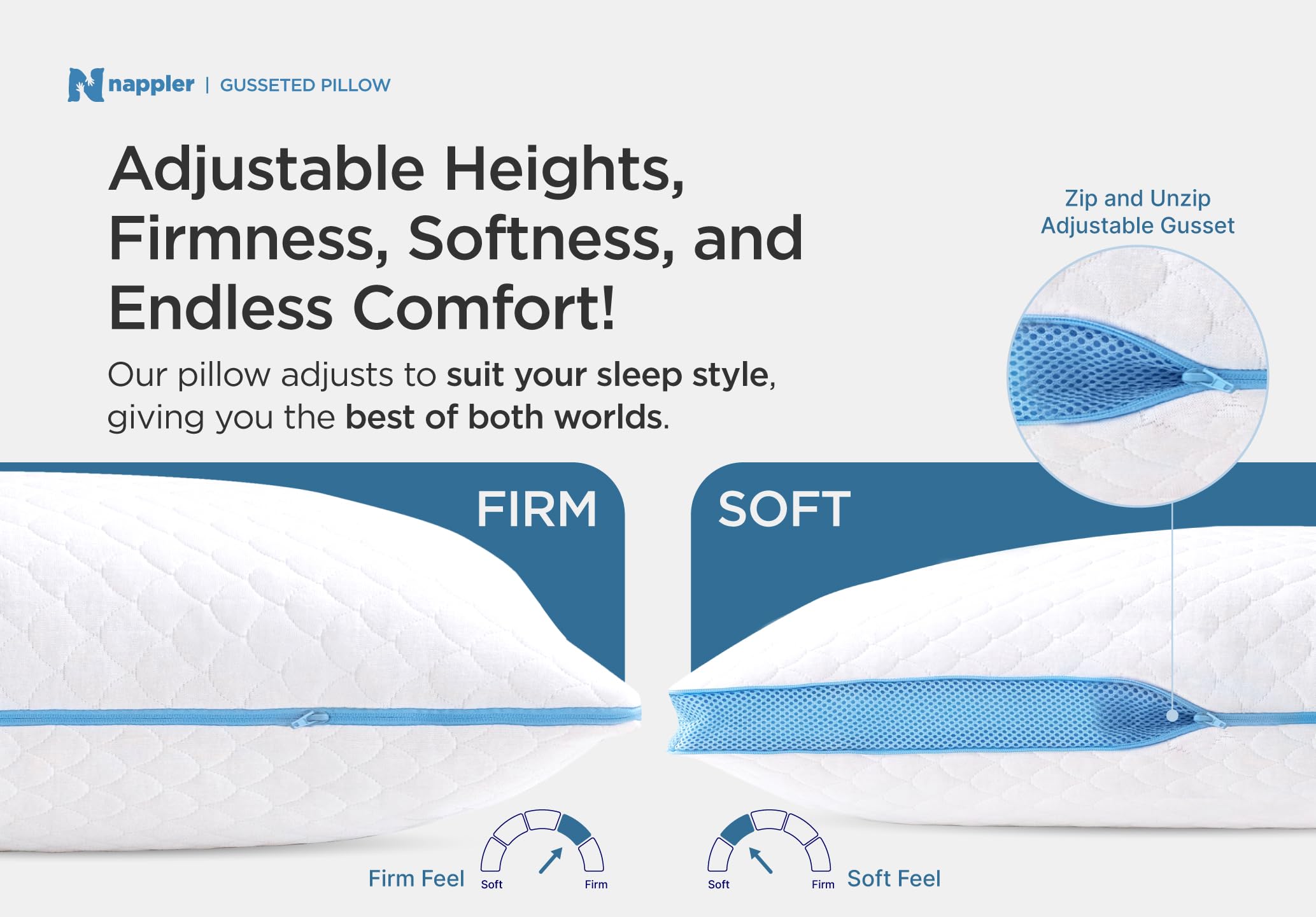 Nappler shredded memory foam close-up showing conforming texture benefit