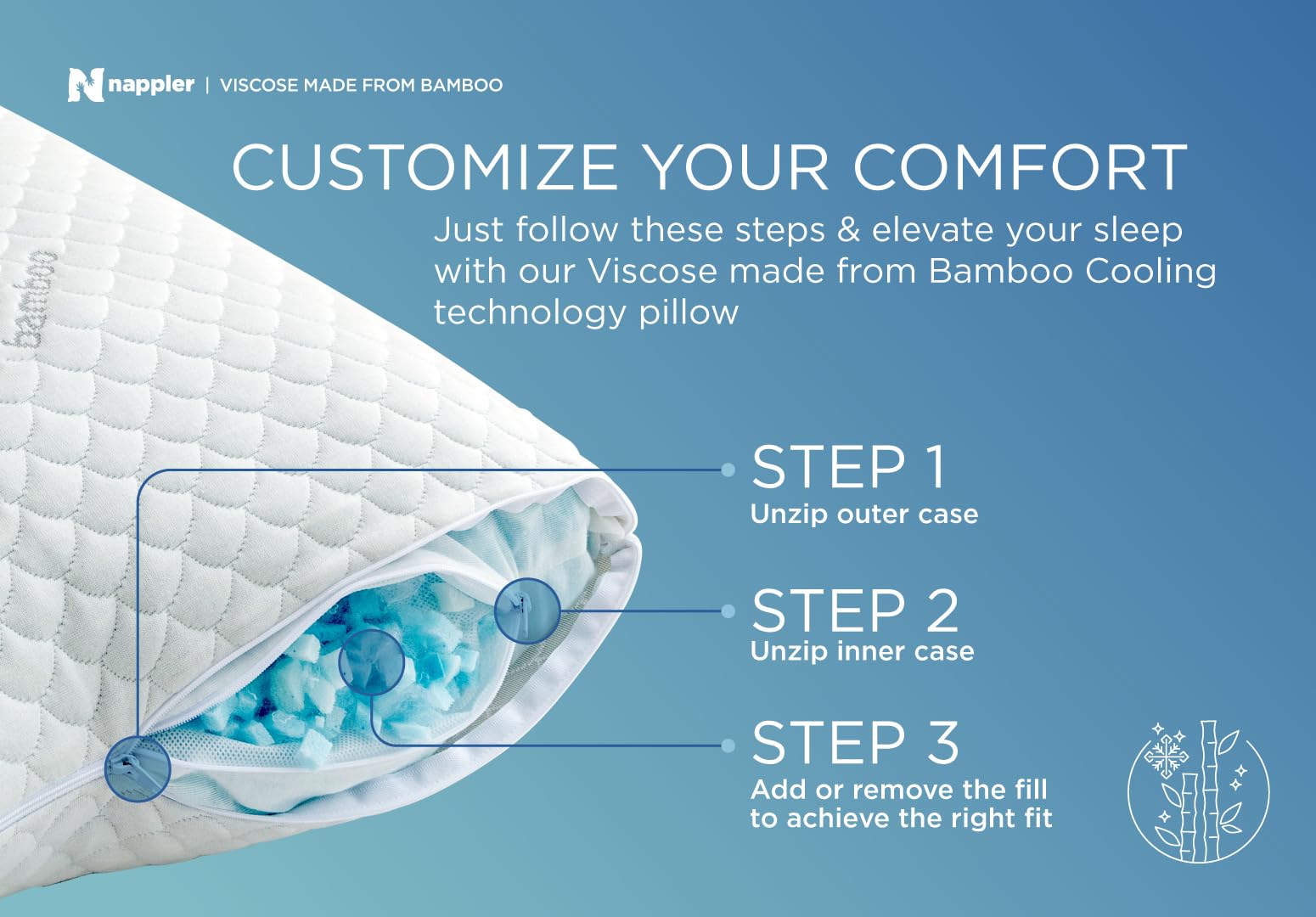 Nappler close-up shredded memory foam texture illustrating airflow and support