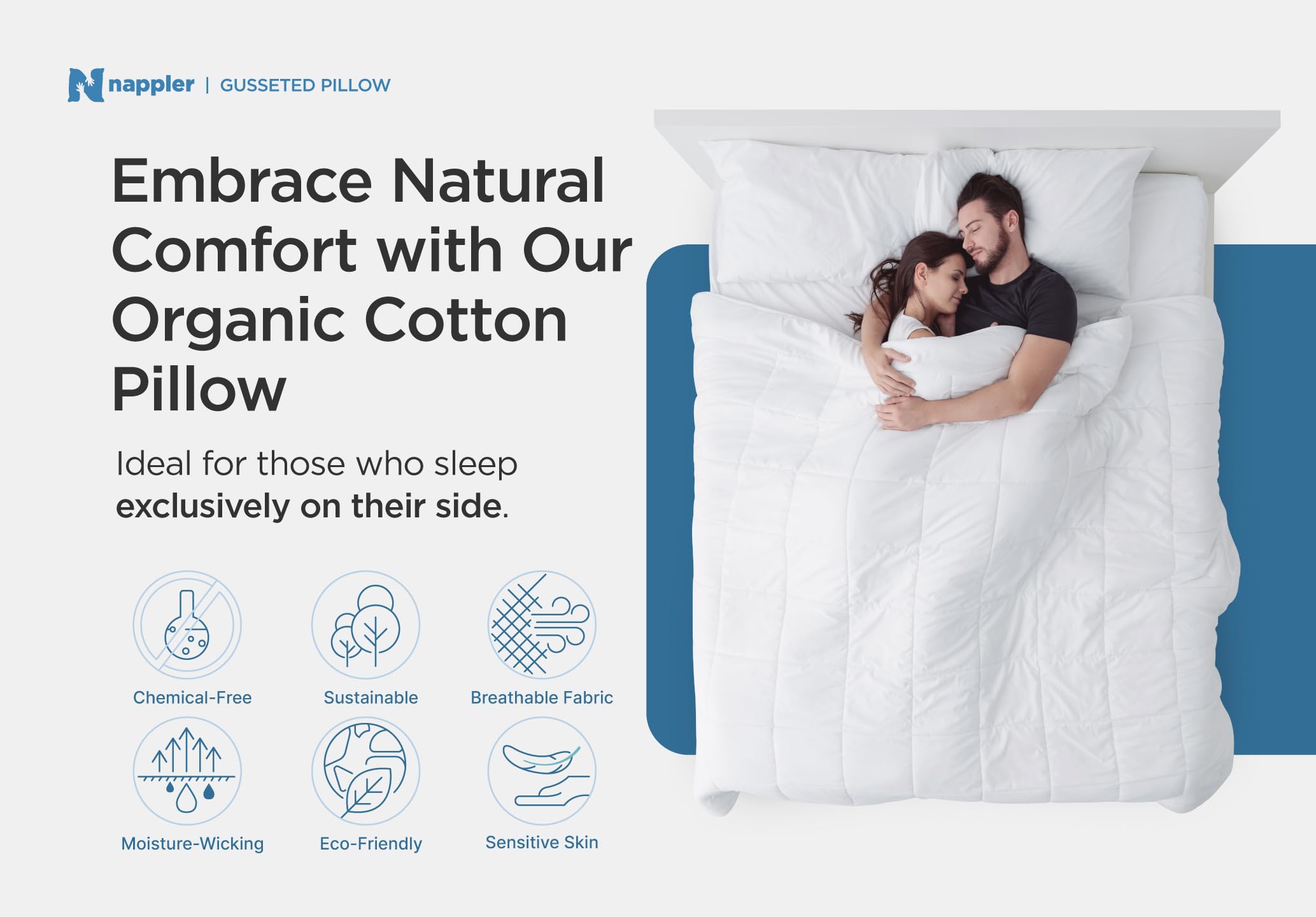 Nappler bedroom scene showing pillow enhancing restful sleep environment