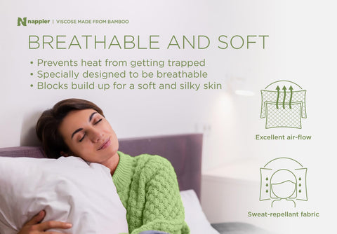 Nappler compressed packaging beside unboxed pillow showing expansion recovery