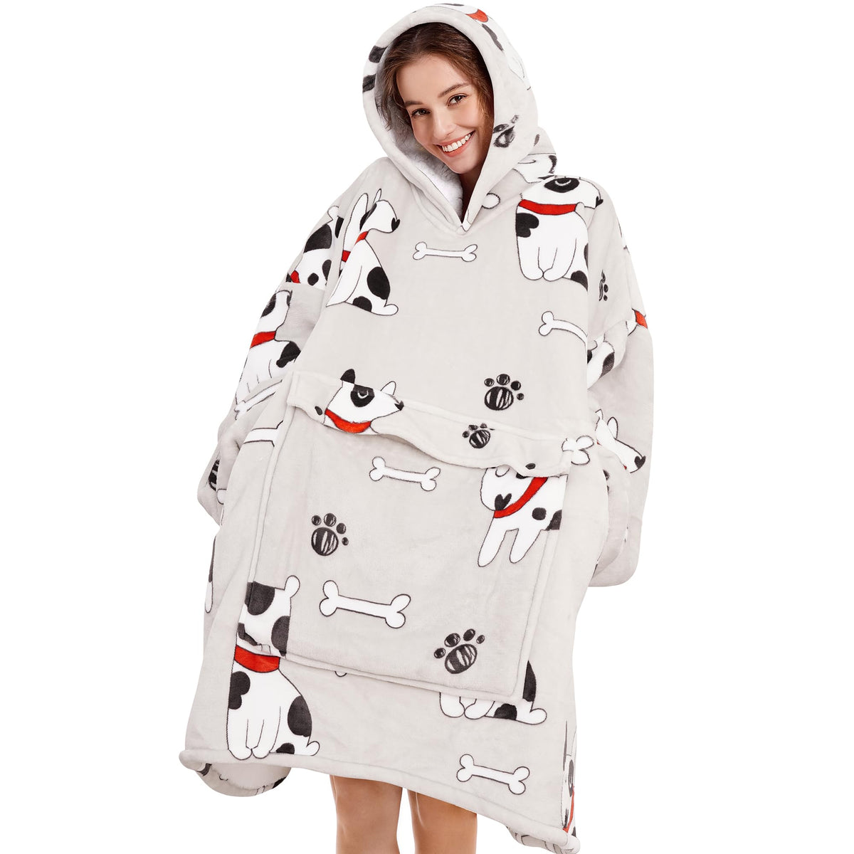 Narecte front view of oversized hoodie blanket showing full coverage and coziness