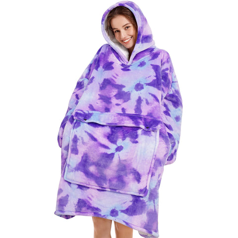 Narecte front view hoodie blanket showing full coverage and cozy look