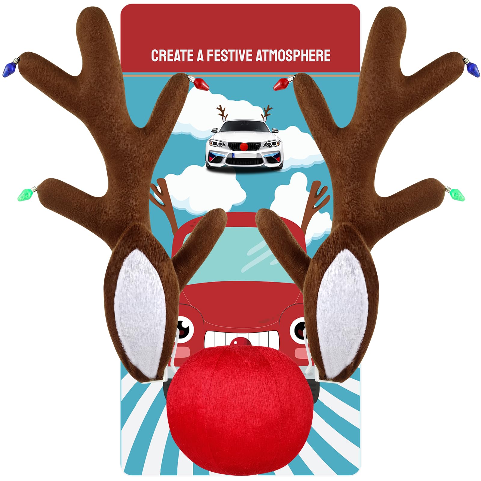 Narremcoy front view showing antlers and ears for festive appeal