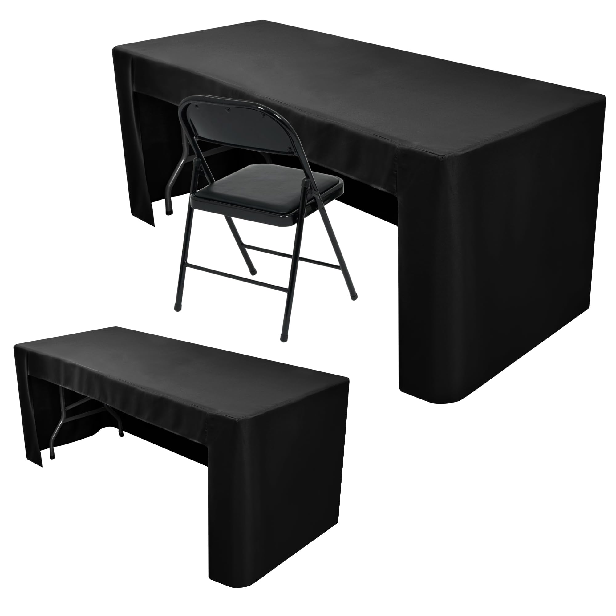 Nasitos front view fitted tablecloth showing clean vendor display and professional look