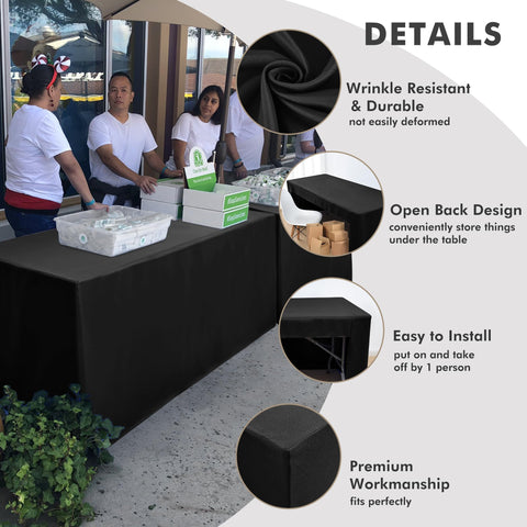 Nasitos side profile showing fitted drape concealing table legs and clutter