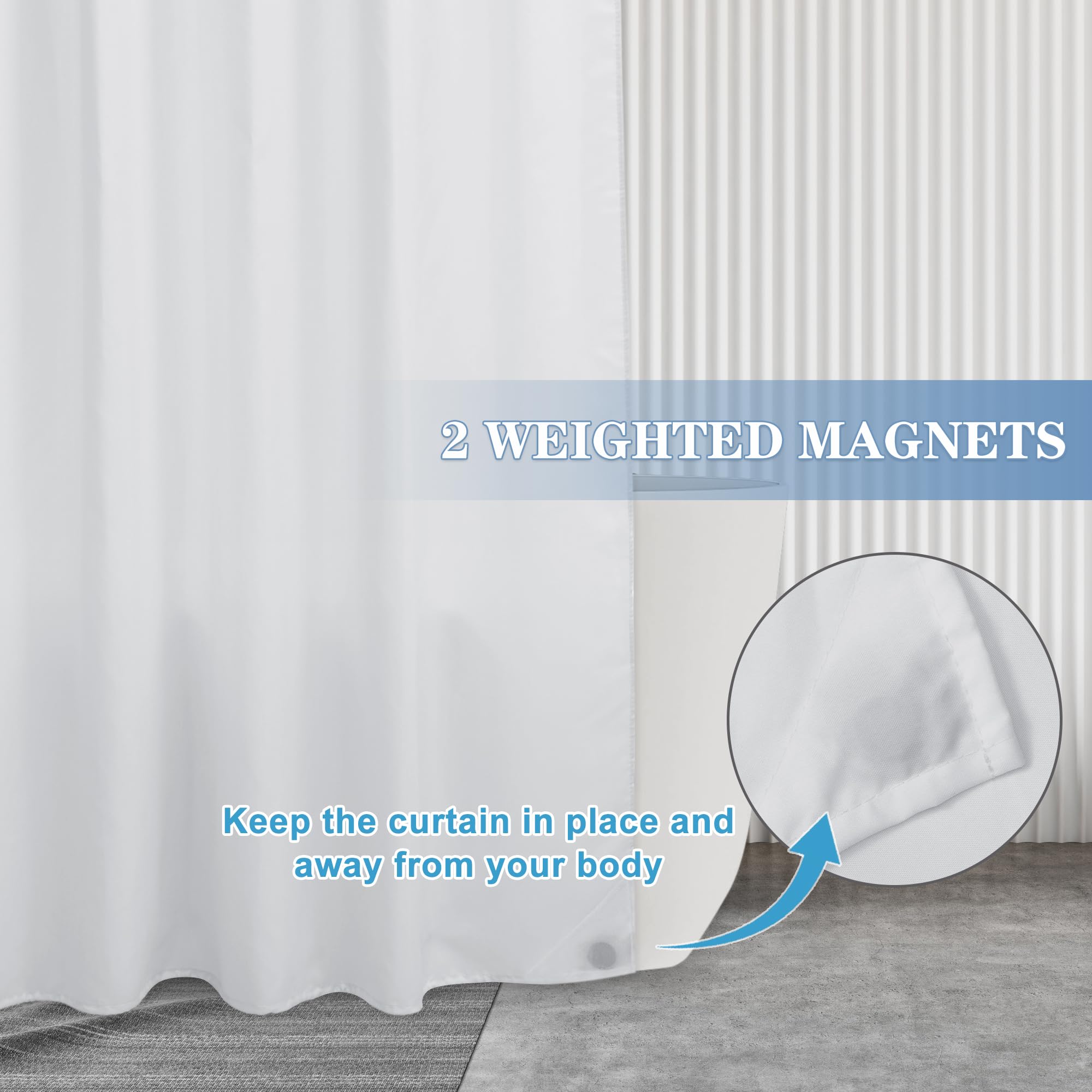 Nasitos hemmed bottom with weight strip close-up for better drape and reduced billow