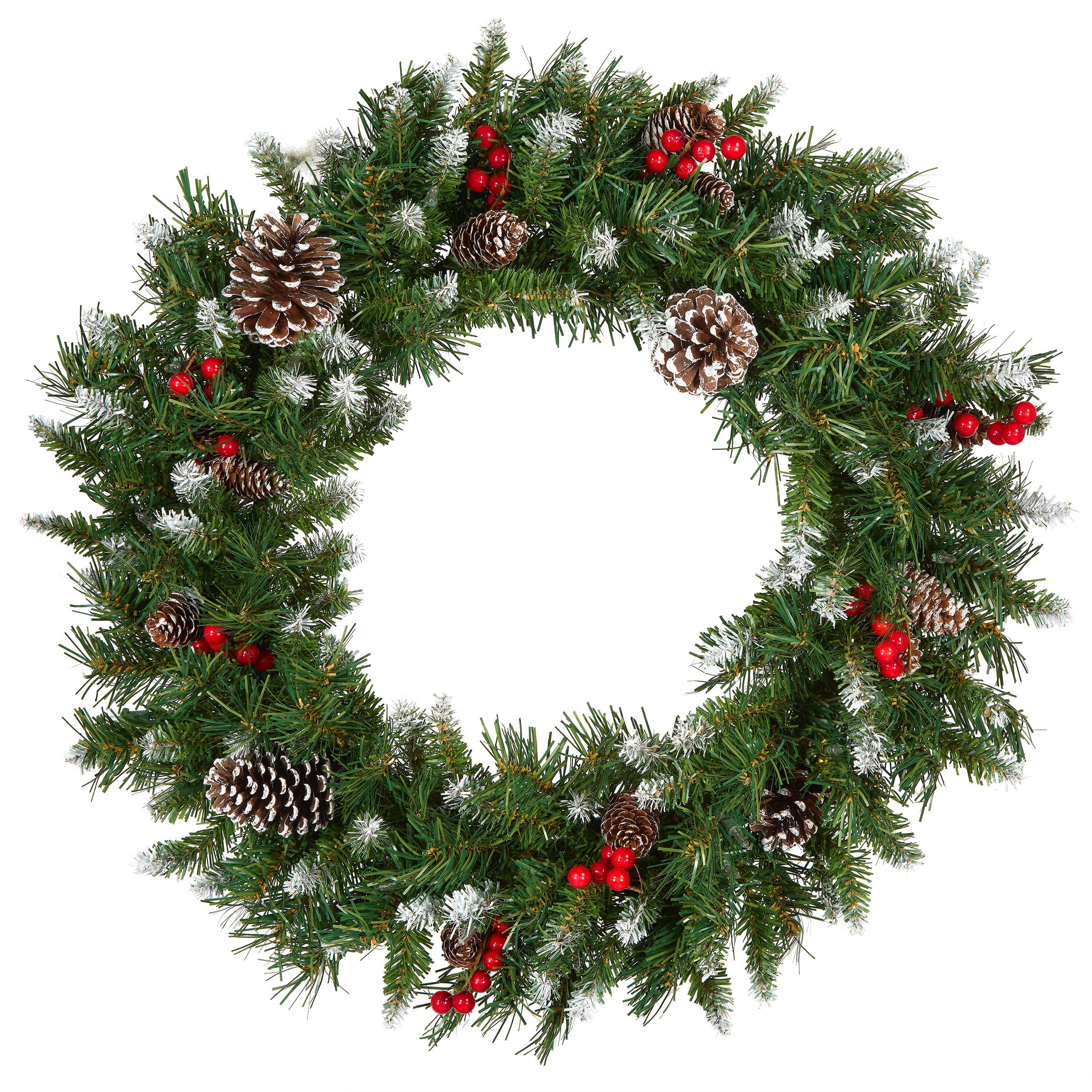 National Tree Company wreath front view showing full frosted berry design and festive look