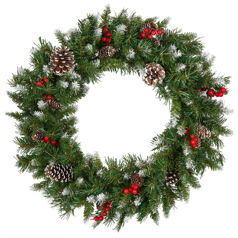 National Tree Company wreath front view showing full frosted berry design and festive look