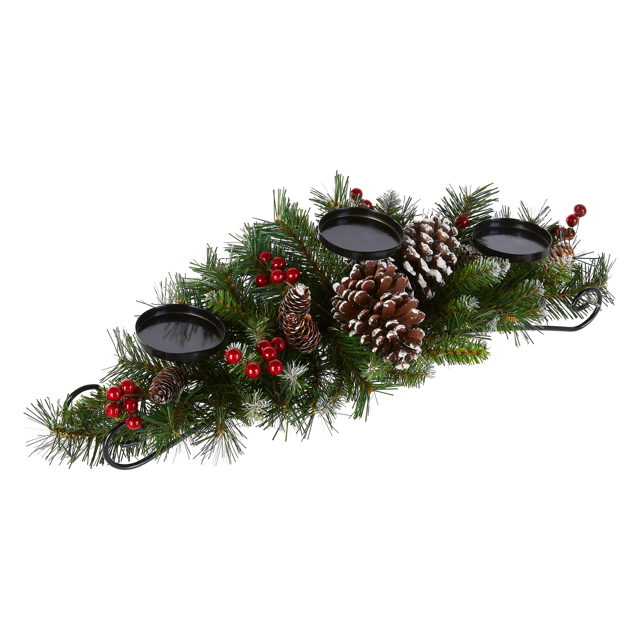 National Tree Company front view of 30in frosted berry centerpiece enhancing table