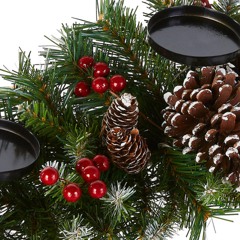 National Tree Company close-up of frosted red berries and pine cone accents