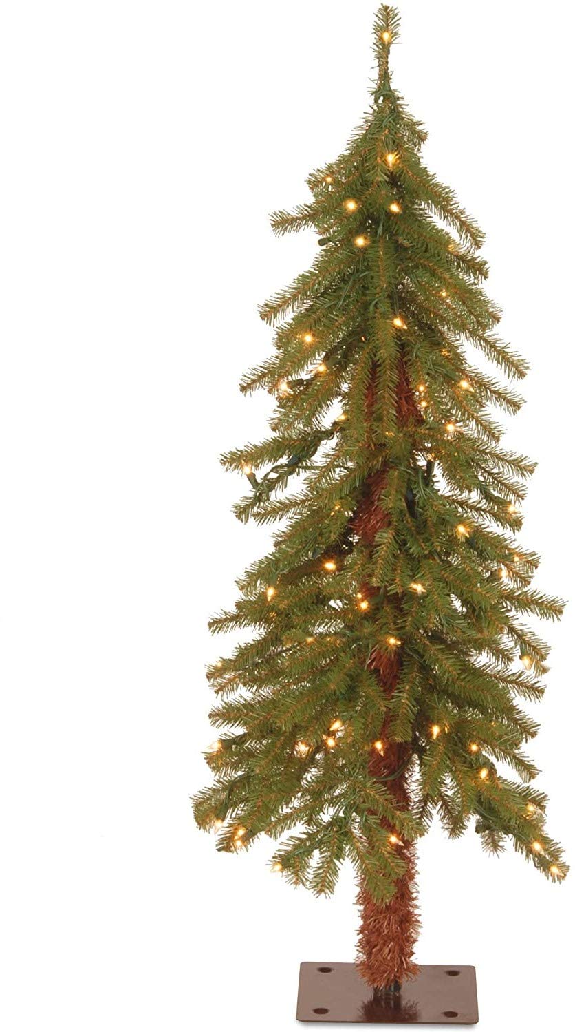 National Tree Company front view shows compact pre-lit tree and easy placement benefit