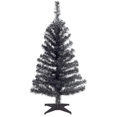 National Tree Company black tinsel tree front view, compact size and modern look
