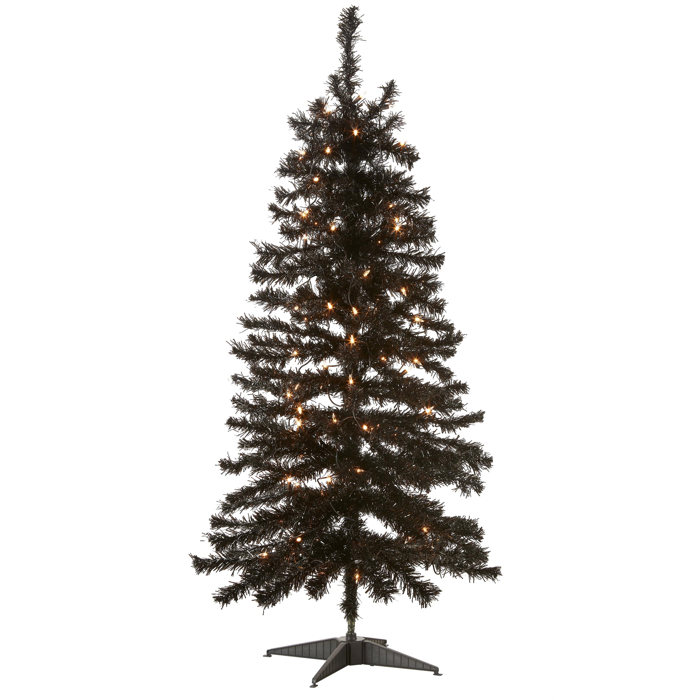 National Tree Company black tinsel tree front view shows compact elegance and easy placement