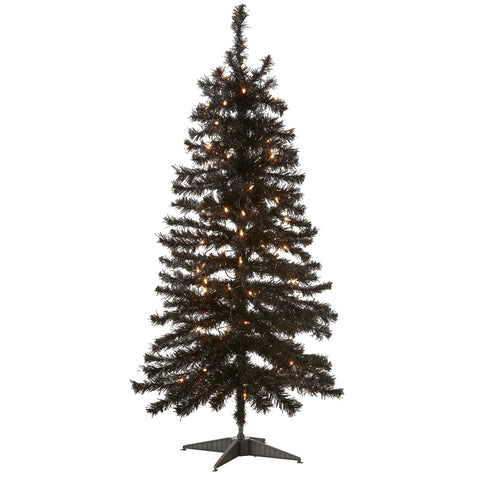 National Tree Company black tinsel tree front view shows compact elegance and easy placement