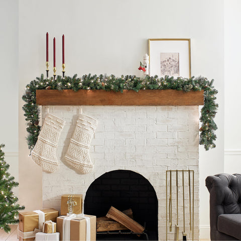 National Tree Company garland next to ruler showing scale and easy-fit sizing for spaces