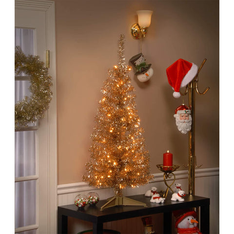 National Tree Company close-up of branch tips and tinsel highlighting realistic texture