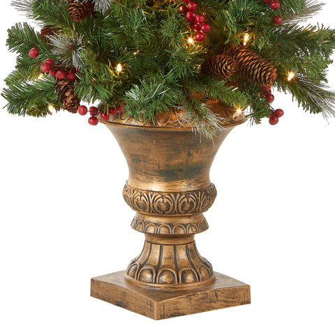 National Tree Company pre-lit lights detail showing 100 white bulbs and even illumination benefit