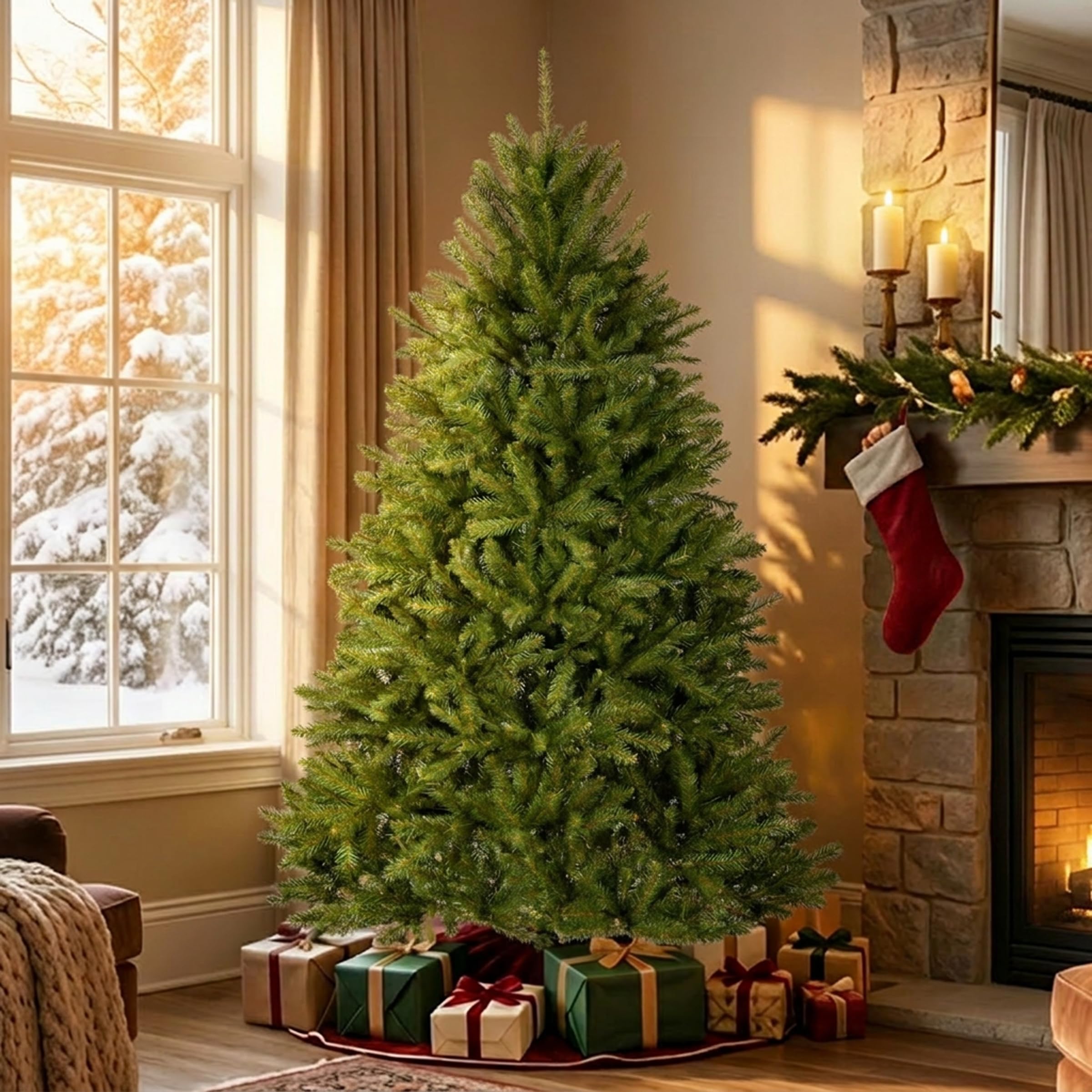 National Tree Company Dunhill Fir branch close-up highlighting realistic needle detail