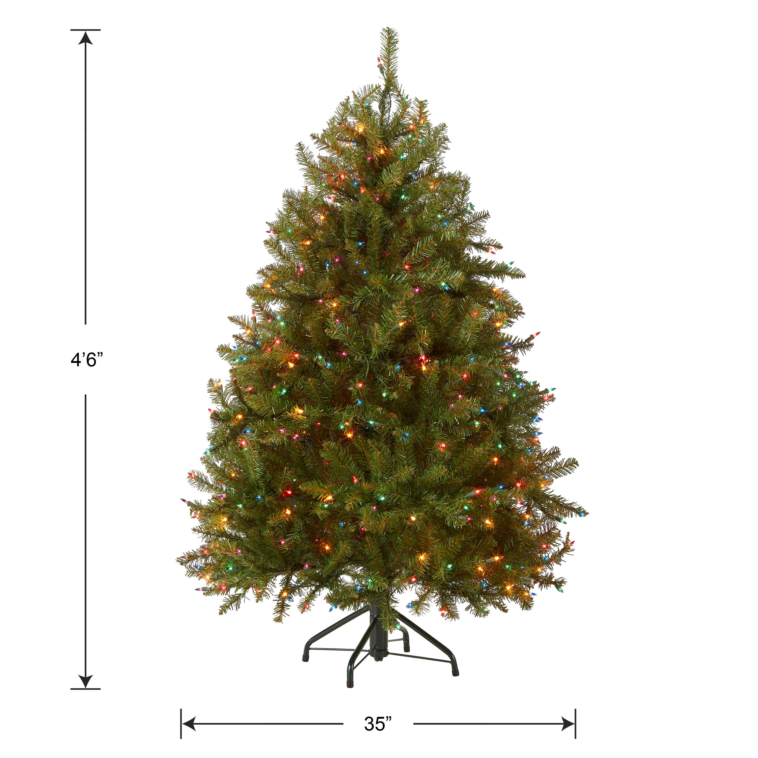 National Tree Company tree in living room setting showing space-saving, decorative benefit