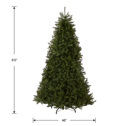 National Tree Company Dunhill Fir next to chair showing true 6-foot scale
