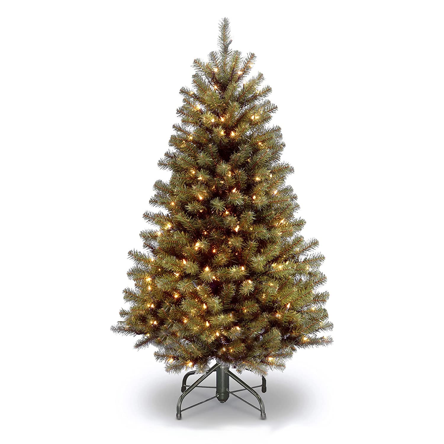 National Tree Company front view of 4.5ft North Valley Spruce showing full profile and lights