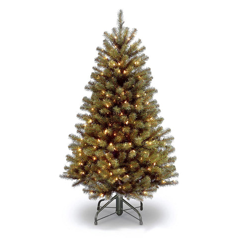 National Tree Company front view of 4.5ft North Valley Spruce showing full profile and lights