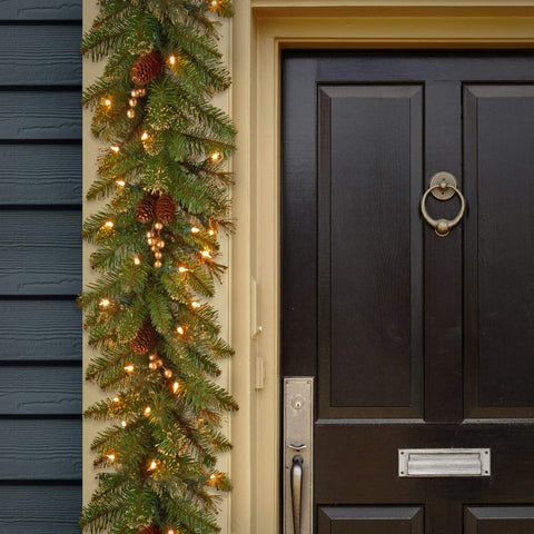 National Tree Company close-up of glittery pine branch tips showing realistic texture and shimmer