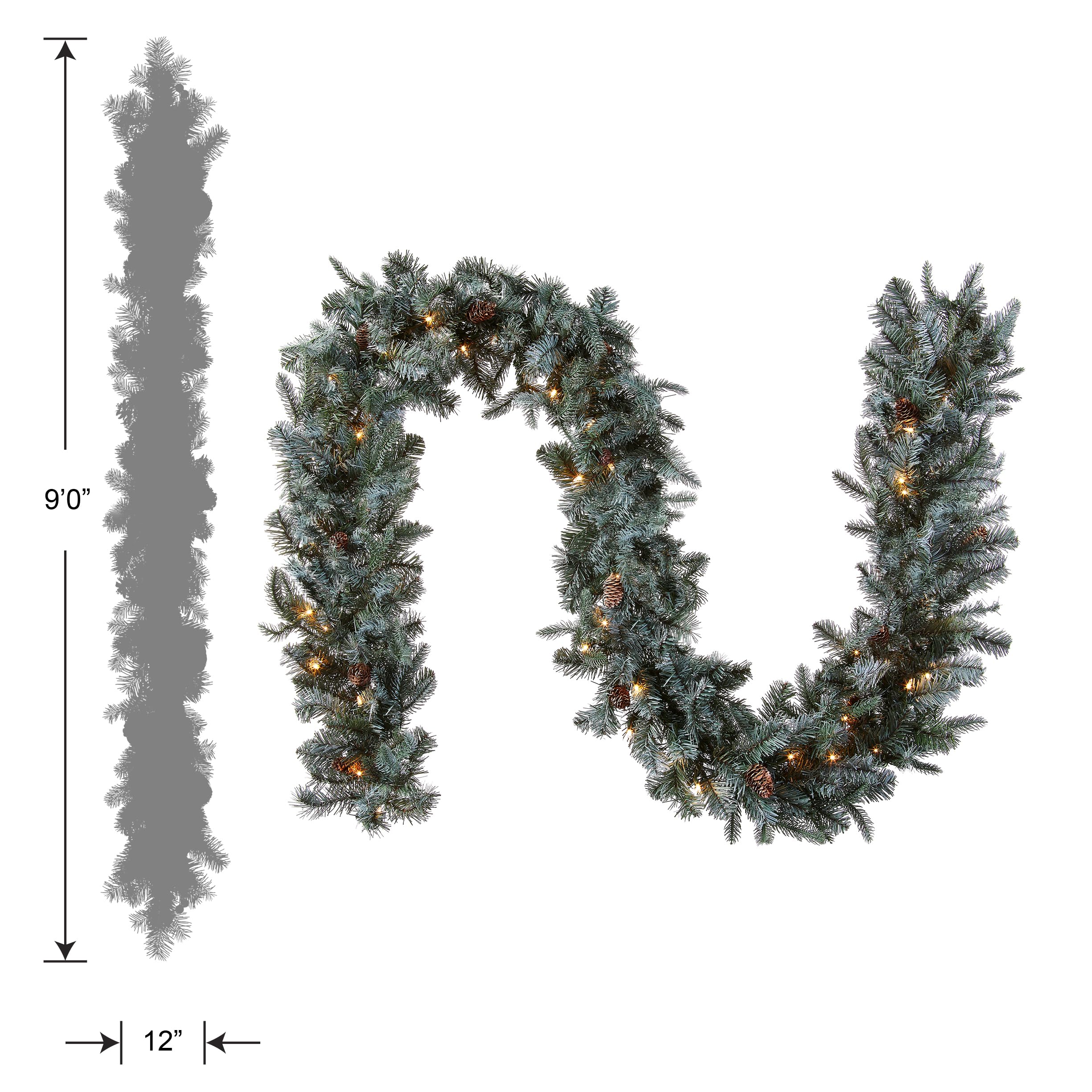 National Tree Company garland held to show scale and thickness, helps sizing decisions