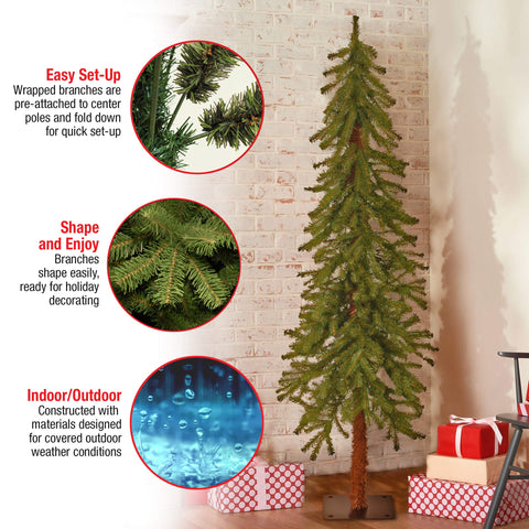 National Tree Company tree next to chair showing scale and space-saving footprint benefit