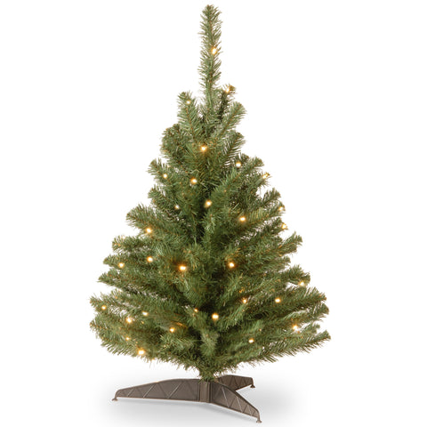 National Tree Company Kincaid Spruce front view showing full silhouette and festive lights