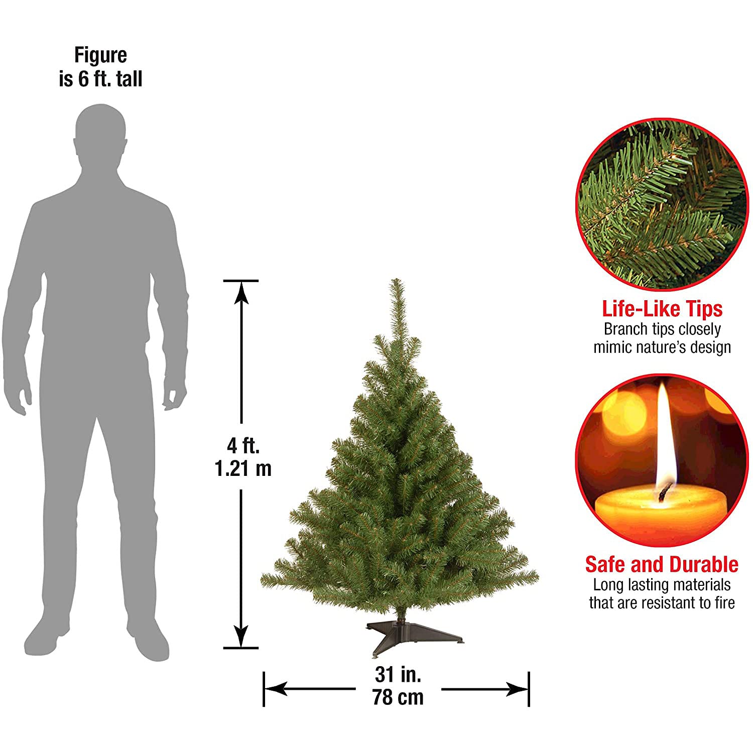 National Tree Company styled tree in living room demonstrating how the 4ft tree fills a space