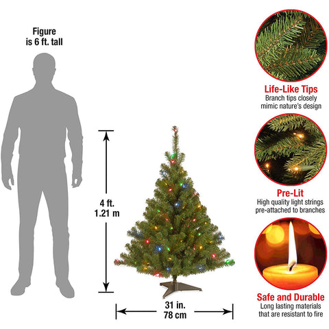 National Tree Company Kincaid Spruce multicolor lights detail highlighting ready-to-use glow