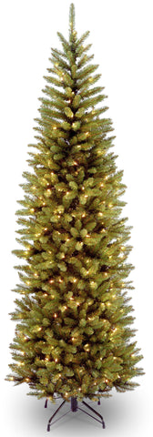 National Tree Company Kingswood Fir front view showing slim profile and full branches benefit: fits narrow spaces