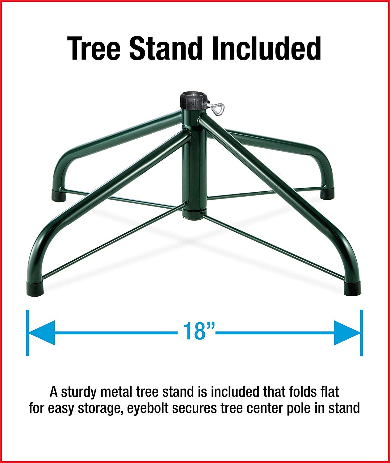 National Tree Company Kingswood Fir metal stand and base displayed for stable placement and support