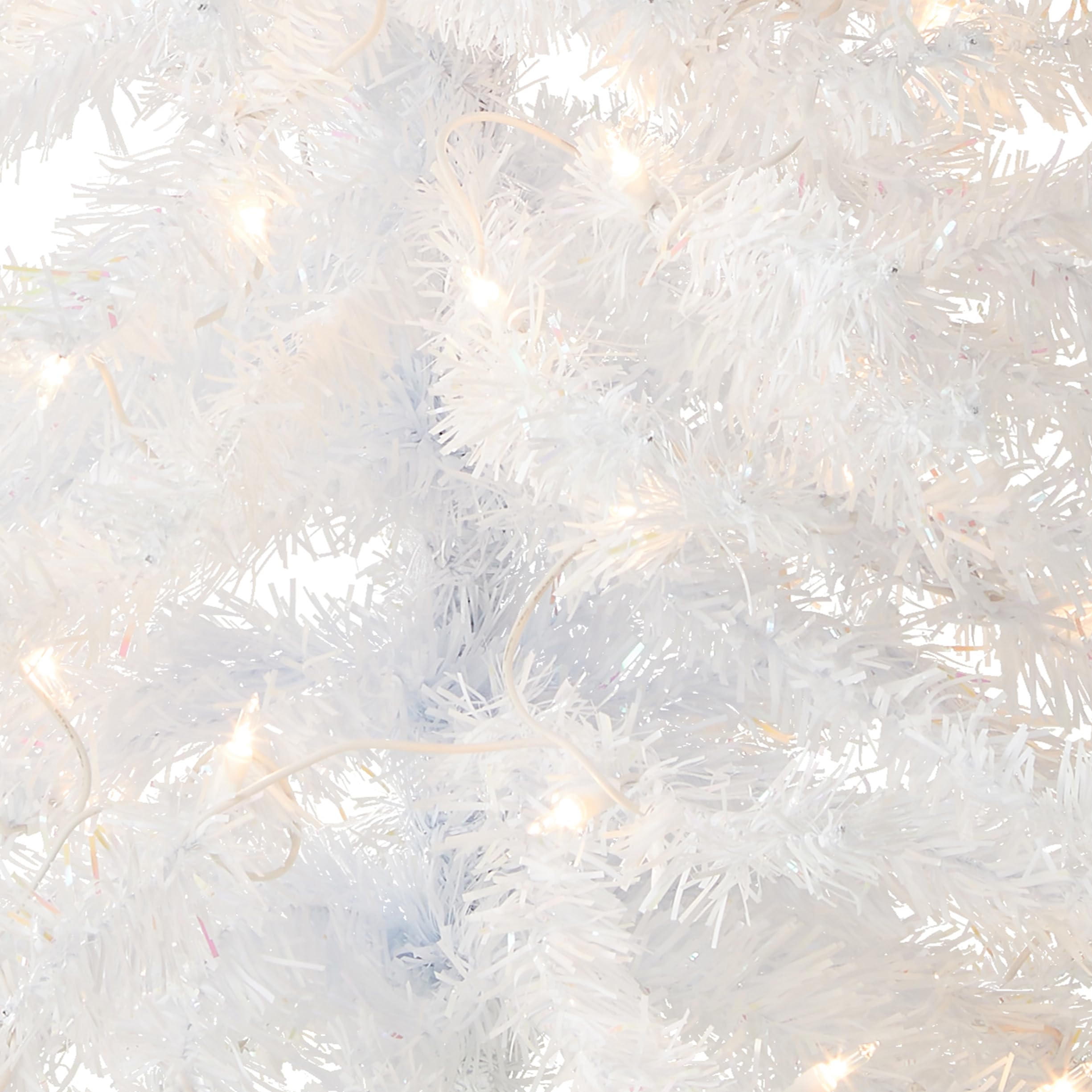 National Tree Company close-up of branch tips and 70 white lights showing realistic texture