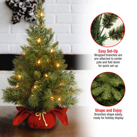 National Tree Company styled tabletop scene proving compact size and instant holiday ambiance