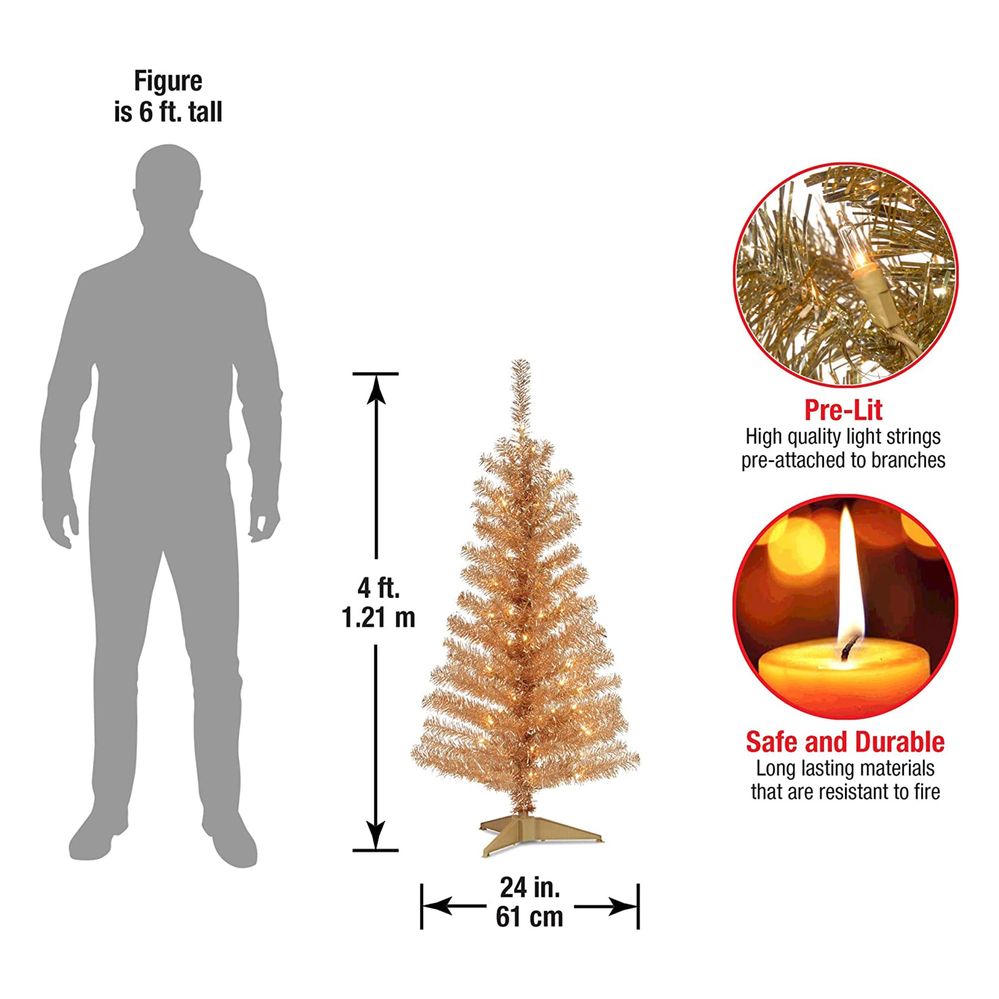 National Tree Company metal stand and trunk detail showing stable, durable base