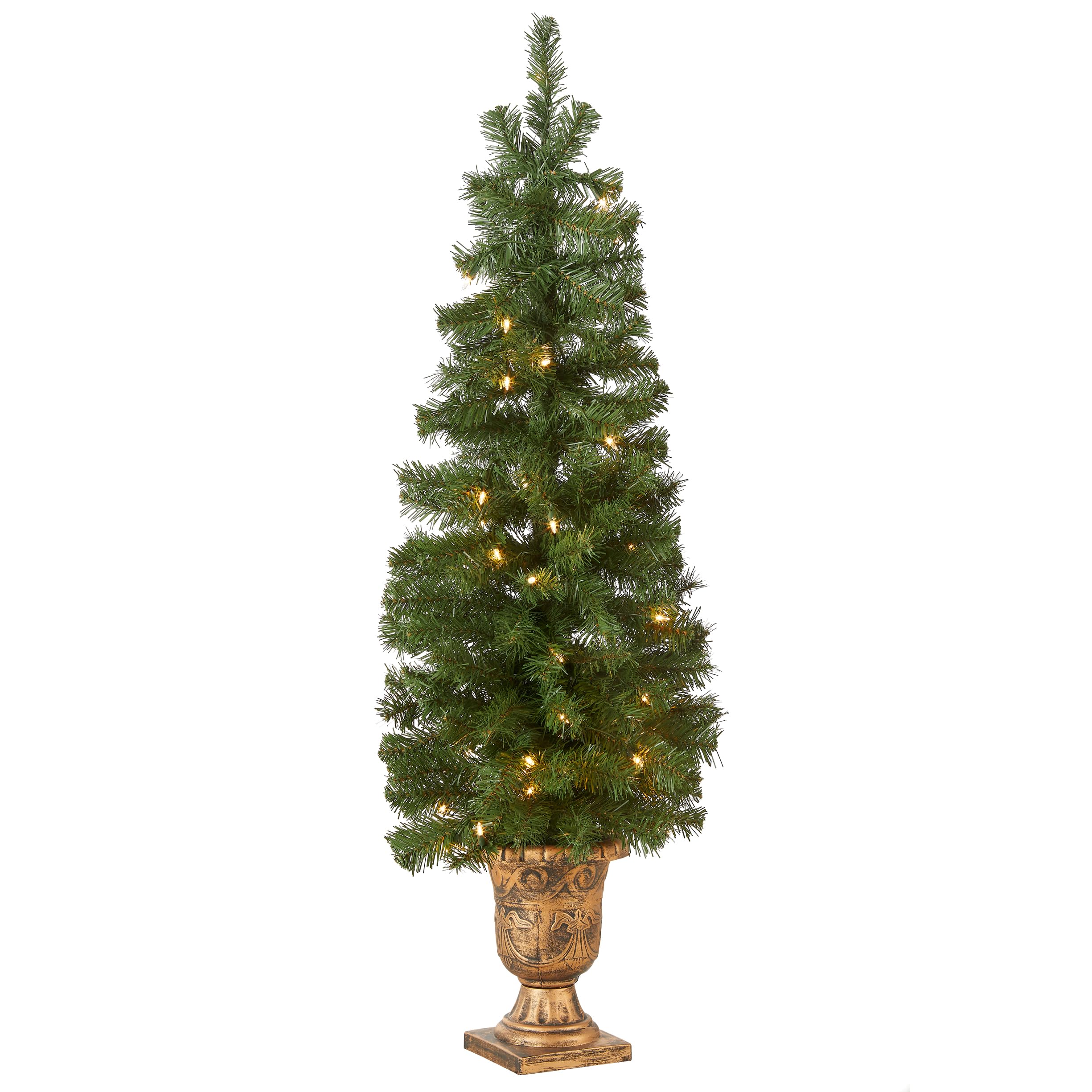 National Tree Company Montclair Spruce front view showing lifelike foliage and finished urn