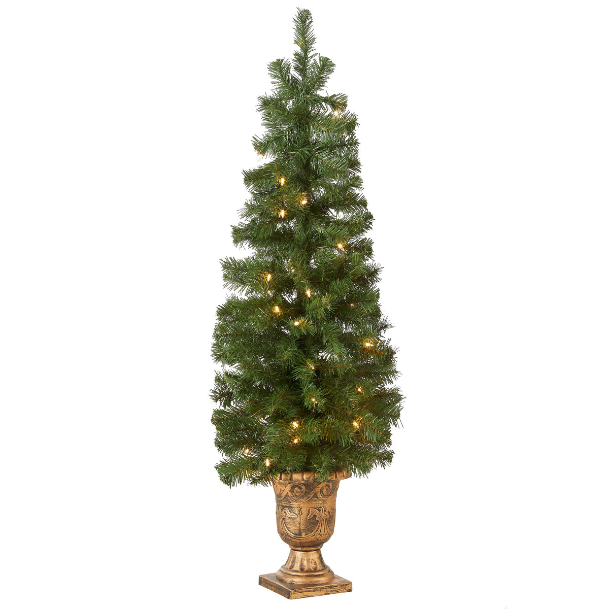 National Tree Company Montclair Spruce front view showing lifelike foliage and finished urn