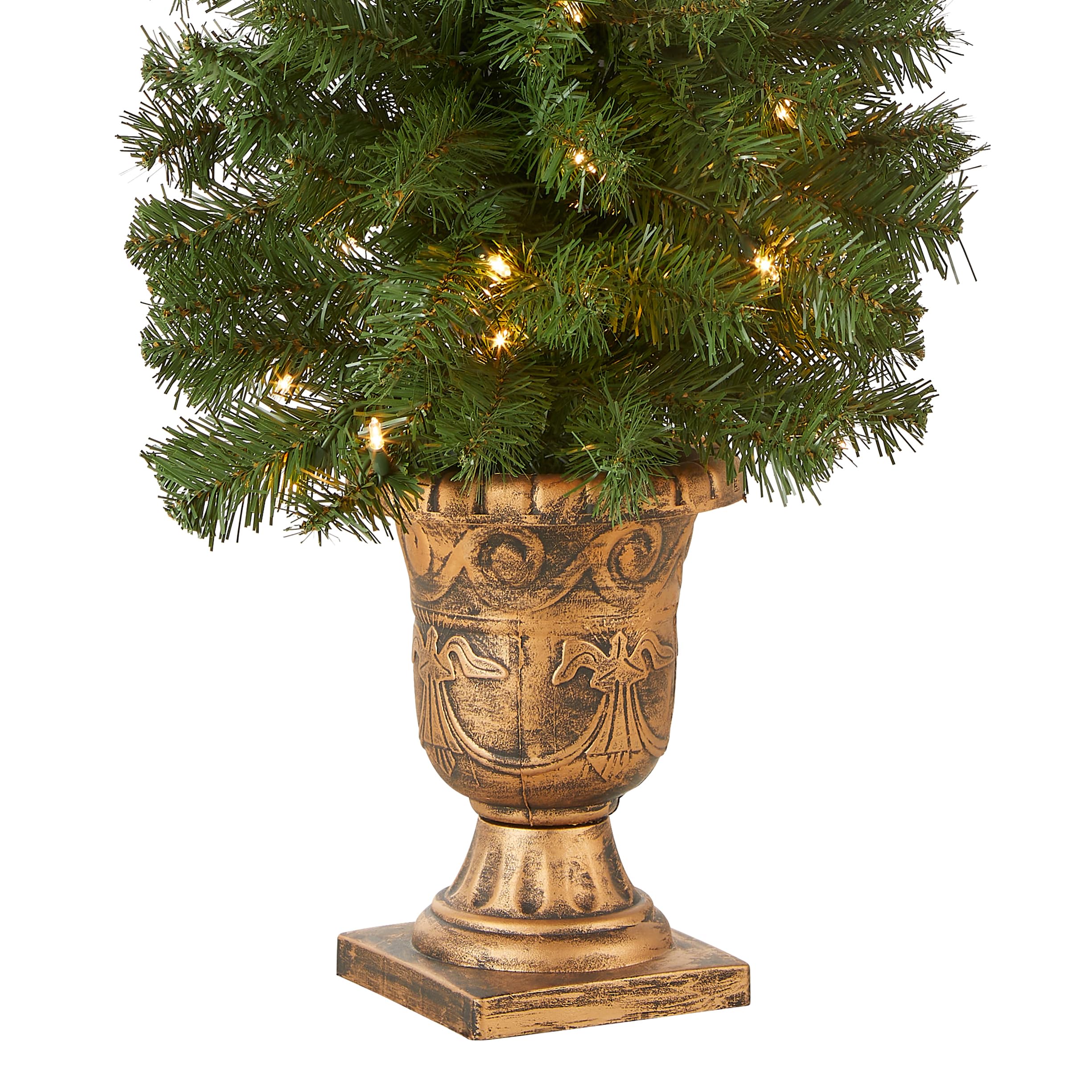 National Tree Company pre-lit branches closeup showing warm white lights and even glow