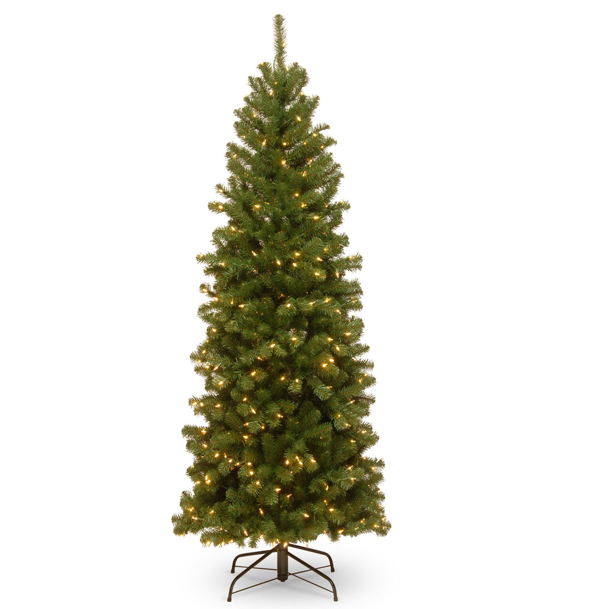 National Tree Company front view of 6ft North Valley Spruce showing slim profile and full branches for small spaces