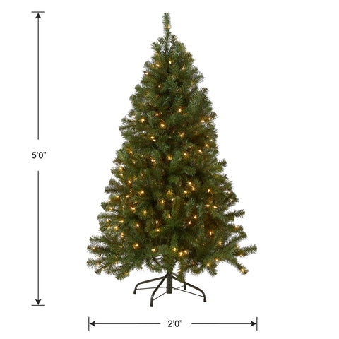 National Tree Company styled in living room showing compact height and festive focal benefit