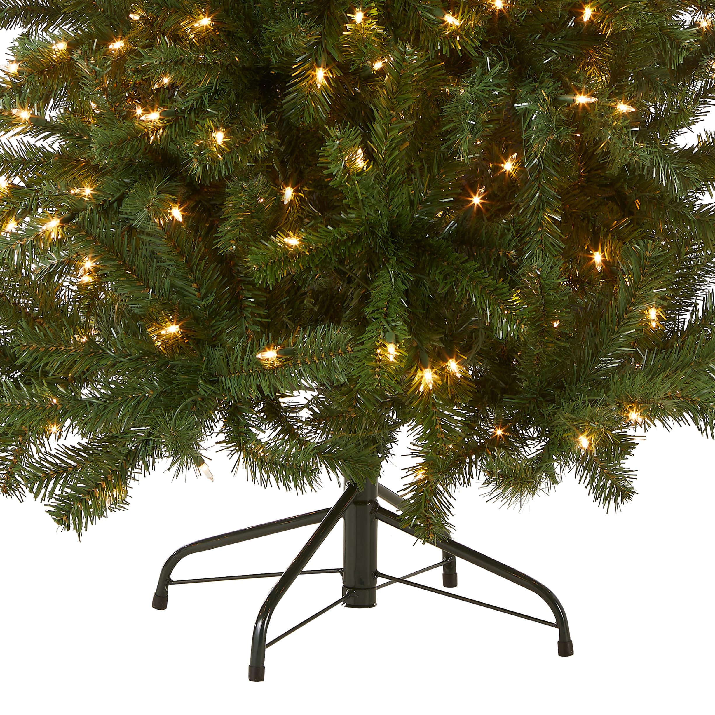 National Tree Company detail of prelit 300 white LED lights showing even illumination and ease