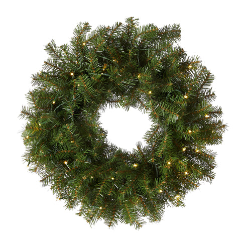 National Tree Company Norwood Fir front view showing full wreath and warm glow