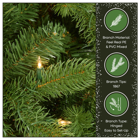 National Tree Company height scale comparison illustrating 7.5ft room fit