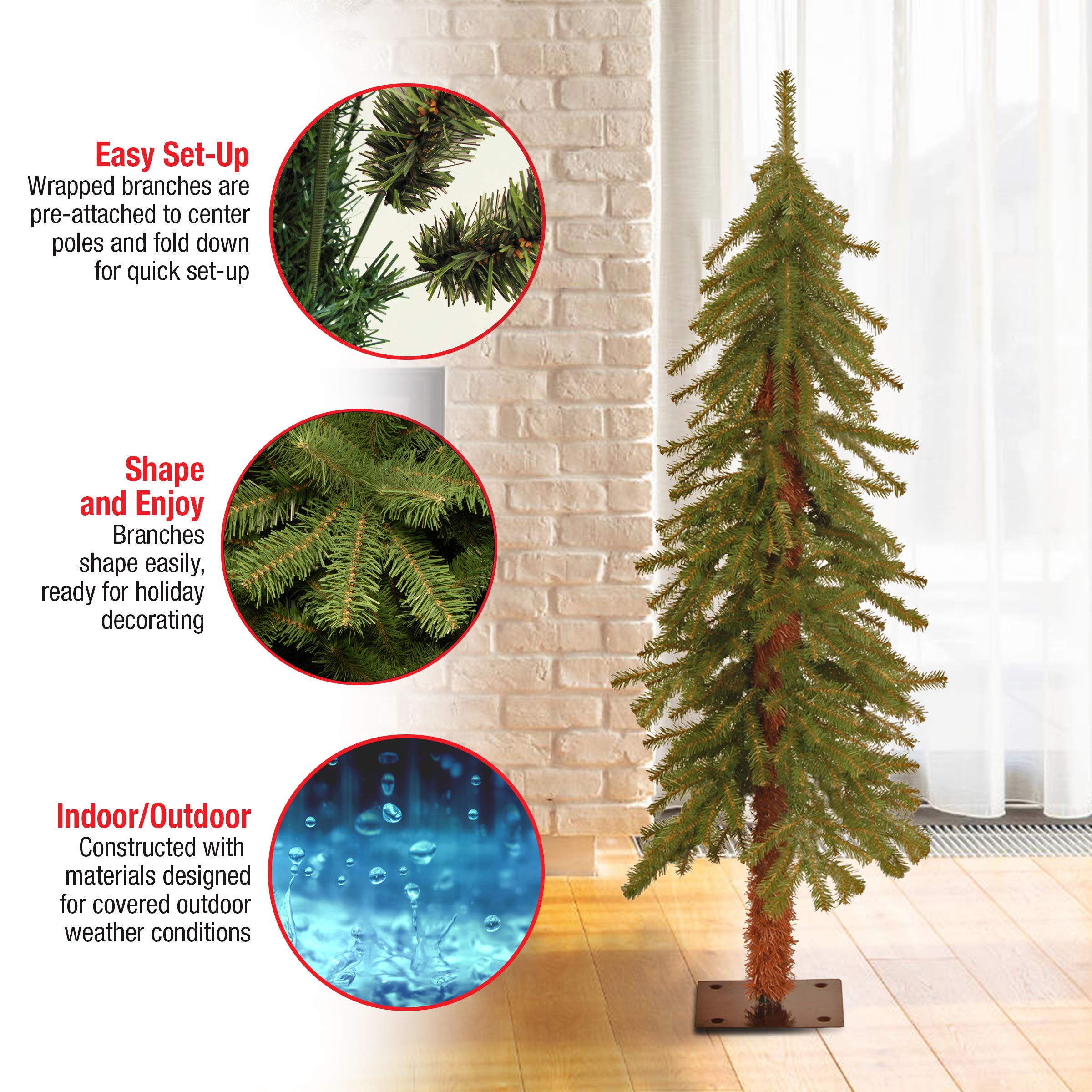 National Tree Company tree beside measuring tape showing 4ft height for sizing clarity