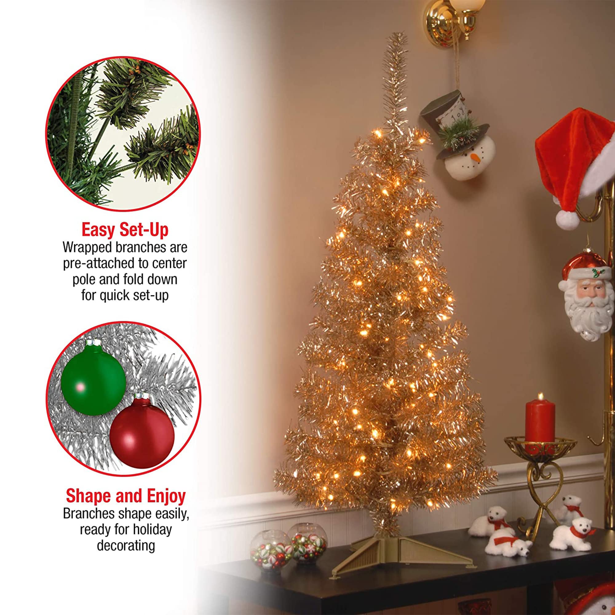 National Tree Company shaping branches demonstration illustrating easy fluffing and depth