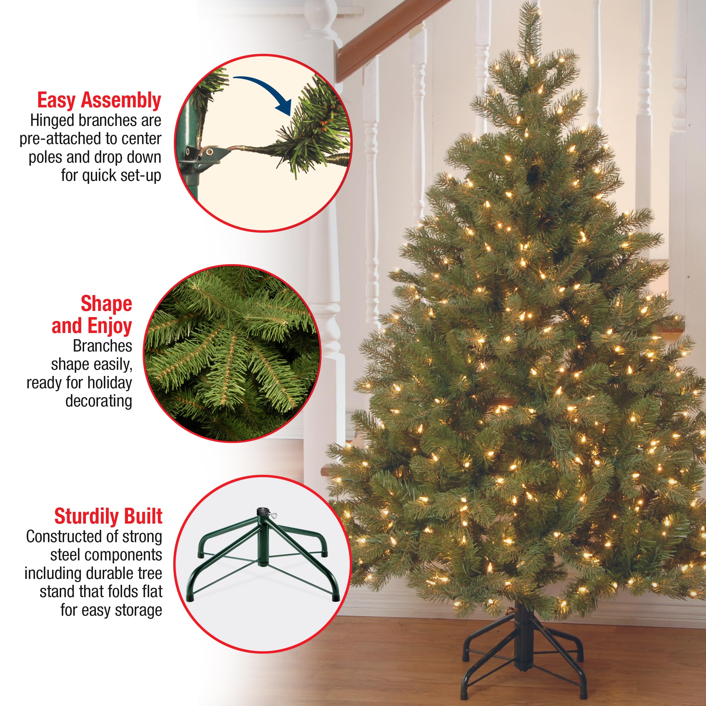 National Tree Company tree next to furniture showing scale and space-saving benefit